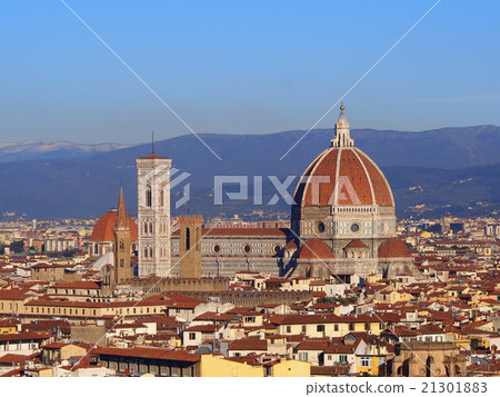 中央寺院的看法從米開朗基羅廣場的在佛羅倫薩 21301883