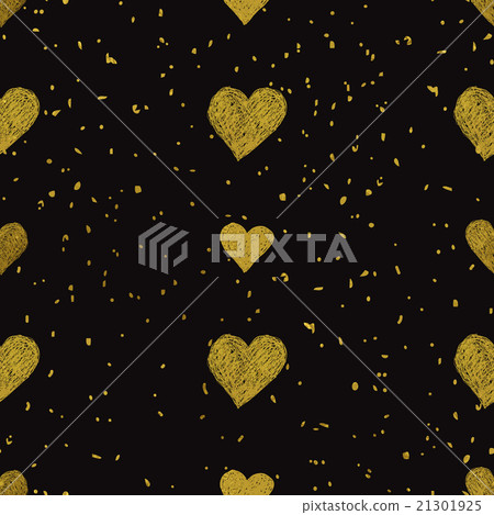 Golden hearts seamless pattern - Stock Illustration [21301925] - PIXTA