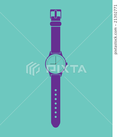 Blue trendy painted watch on a green background. Blue trendy painted watch on a green background. 21302771