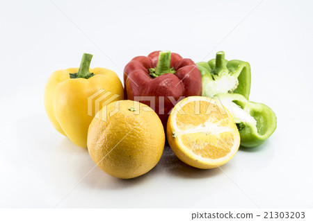 pepper and Orange isolated on white background pepper and Orange isolated on white background 21303203
