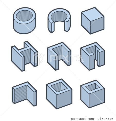 Metal Profiles Icons Set. Steel Products. Vector Metal Profiles Icons Set. Steel Products. Vector 21306346