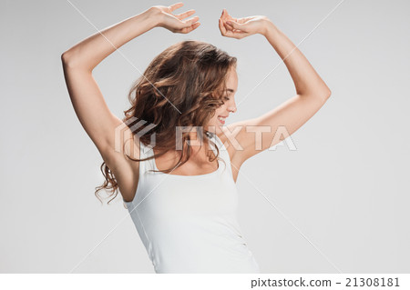 The young woman's portrait with happy emotions The young woman's portrait with happy emotions 21308181