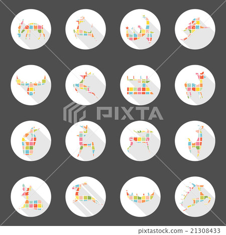 Deer icons web long shadow design Deer icons web long shadow design 21308433