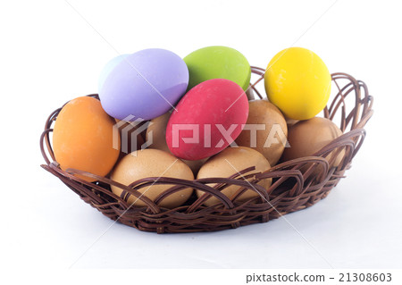 Many color of egg in basket Many color of egg in basket 21308603