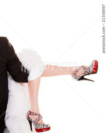Wedding. Fashionable high heels of bride isolated Wedding. Fashionable high heels of bride isolated 21308697