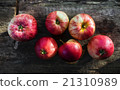 red apples on the old scratched board 21310989