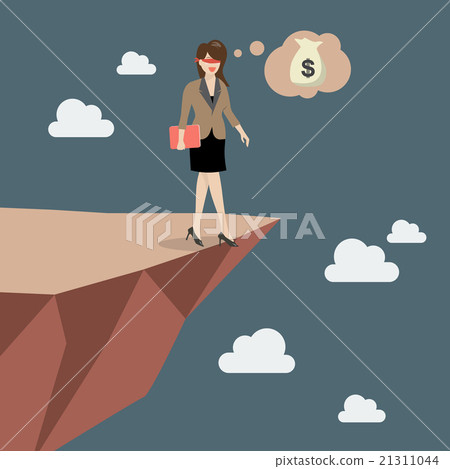 Business woman walk straight into the abyss 21311044