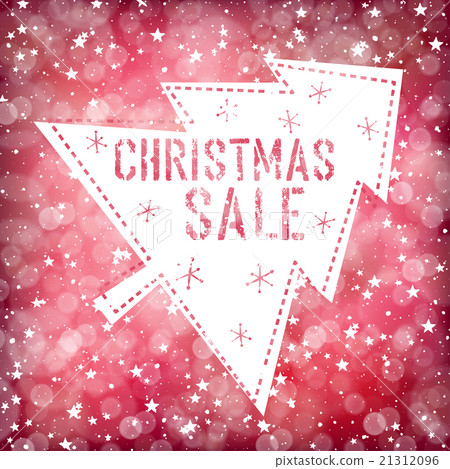 Merry Christmas Sale Card. Red defocused lights  21312096