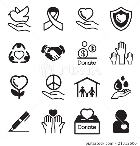 Donate and Charity basic icons set 21312600