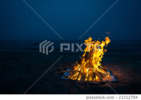 Camp fire in the night 21312784