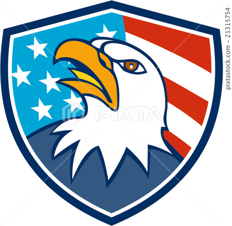American Bald Eagle Head Looking Up Flag Crest  21315754