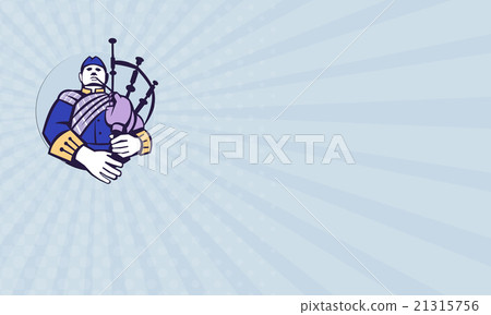 Business card Scotsman Bagpiper Player Circle  21315756