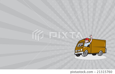 Business card Delivery Man Waving Driving Business card Delivery Man Waving Driving 21315760