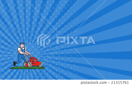 Business card Gardener Mowing Lawn Mower Cartoon Business card Gardener Mowing Lawn Mower Cartoon 21315761