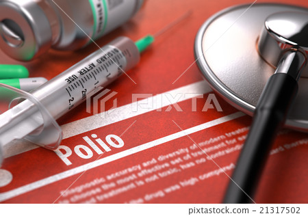 Polio - Printed Diagnosis on Orange Background. Polio - Printed Diagnosis on Orange Background. 21317502