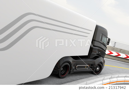 Hybrid truck with automatic driving function running on highway Hybrid truck with automatic driving function running on highway 21317942