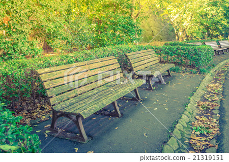 Wooden bench in the park ( Filtered image processed vintage effe 21319151