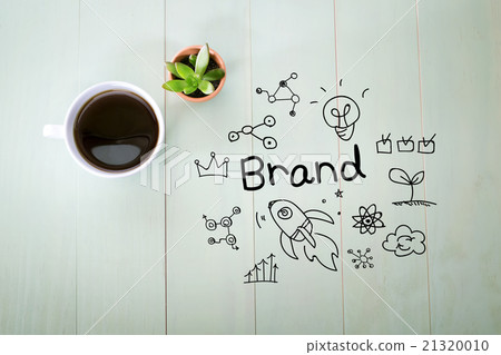 Brand concept with a cup of coffee Brand concept with a cup of coffee 21320010