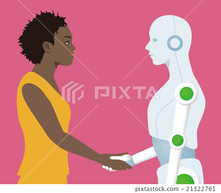 人類和人形機器人握手 人類和人形機器人握手 21322761