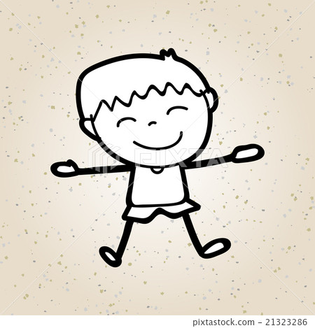 插图素材: hand drawing cartoon happy kid