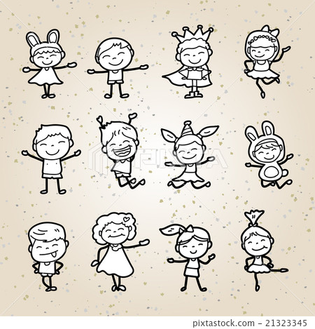 Set of blank Hand drawing cartoon happy kids - Stock Illustration ...