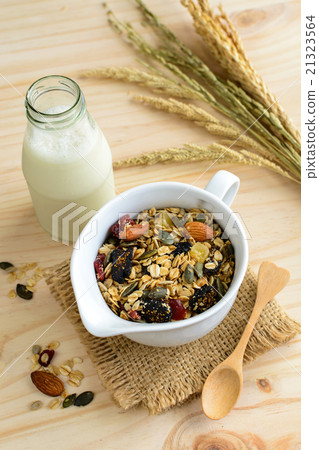 Bottle of fresh milk with Oat and whole wheat 21323564