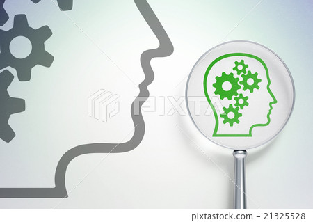 Advertising concept: Head With Gears with optical Advertising concept: Head With Gears with optical 21325528