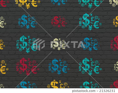 News concept: Finance Symbol icons on wall 21326231