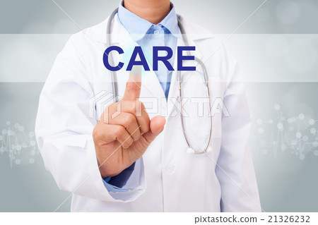 Doctor hand touching CARE sign 21326232