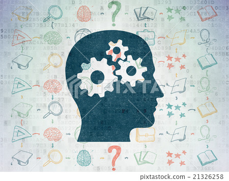 Learning concept: Head With Gears on Digital Paper 21326258
