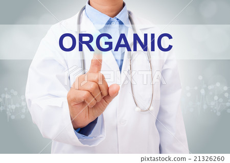 Doctor hand touching ORGANIC sign  21326260