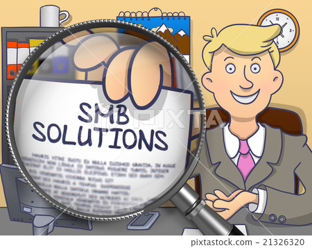 SMB Solutions through Magnifier. Doodle Concept. 21326320