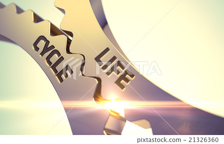 Golden Metallic Gears with Life Cycle Concept. 21326360