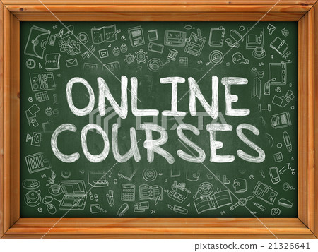Online Courses Concept. Green Chalkboard with Online Courses Concept. Green Chalkboard with 21326641