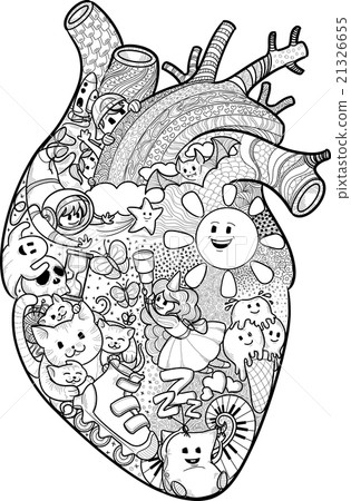 anatomical heart with funny doodles 21326655