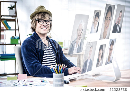 Composite image of portrait of business people 21328788