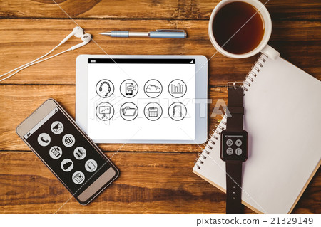 Composite image of telephone apps icons Composite image of telephone apps icons 21329149