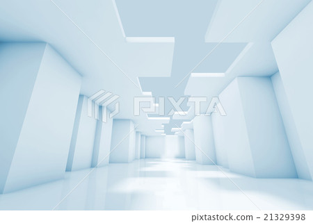 Empty room interior background, blue toned 3d 21329398