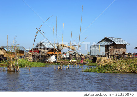 Stilted houses in village on Inle lake Stilted houses in village on Inle lake 21330070