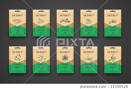 Template a set of bags with spices 21330520