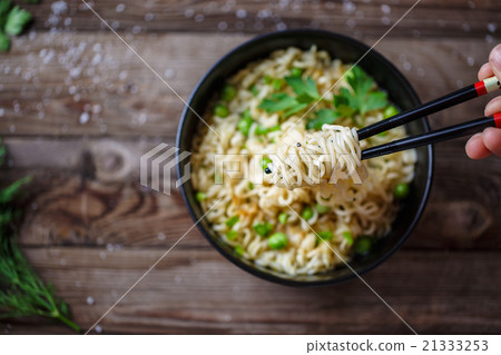 Chinese noodles. Top view. Chinese noodles. Top view. 21333253