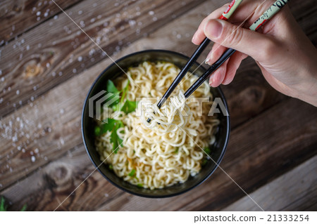 Chinese noodles. Top view. Chinese noodles. Top view. 21333254