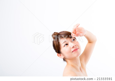 防曬美容形象年輕女性皮膚護理皮膚清潔皮膚護理白背 21333591