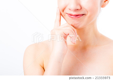 膚色美容圖像年輕女子美麗的皮膚皮膚護理白背美容圖像照片素材 21333973