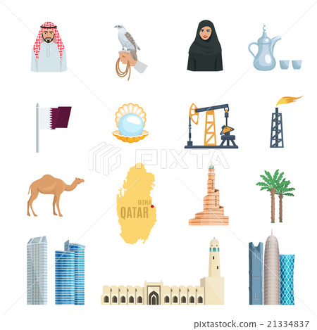 Qatar Flat Icons Set 21334837