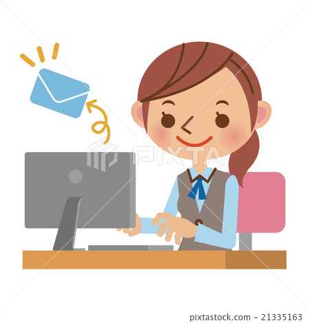 OL的女人，由PC發送郵件的文職辦公室 21335163