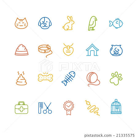 Pet Outline Icon Set. Vector 21335575