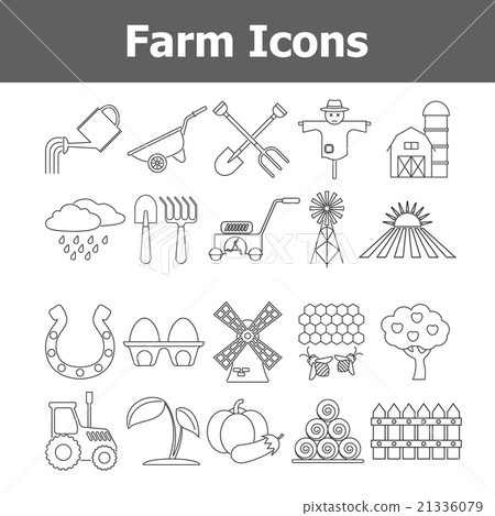 Outline vector farm icons.  21336079