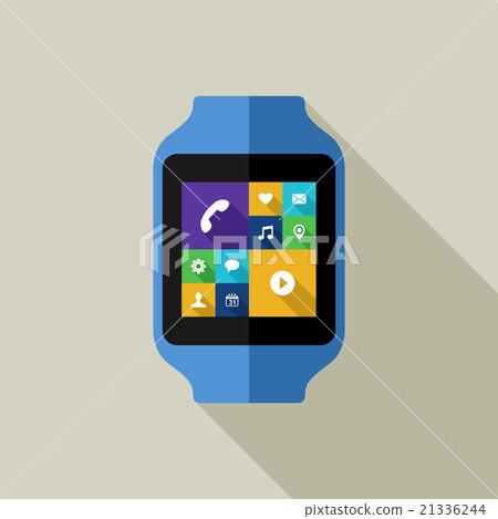 Colorful smart watch illustration with social icon 21336244
