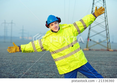 Happy worker with helmet Happy worker with helmet 21336360